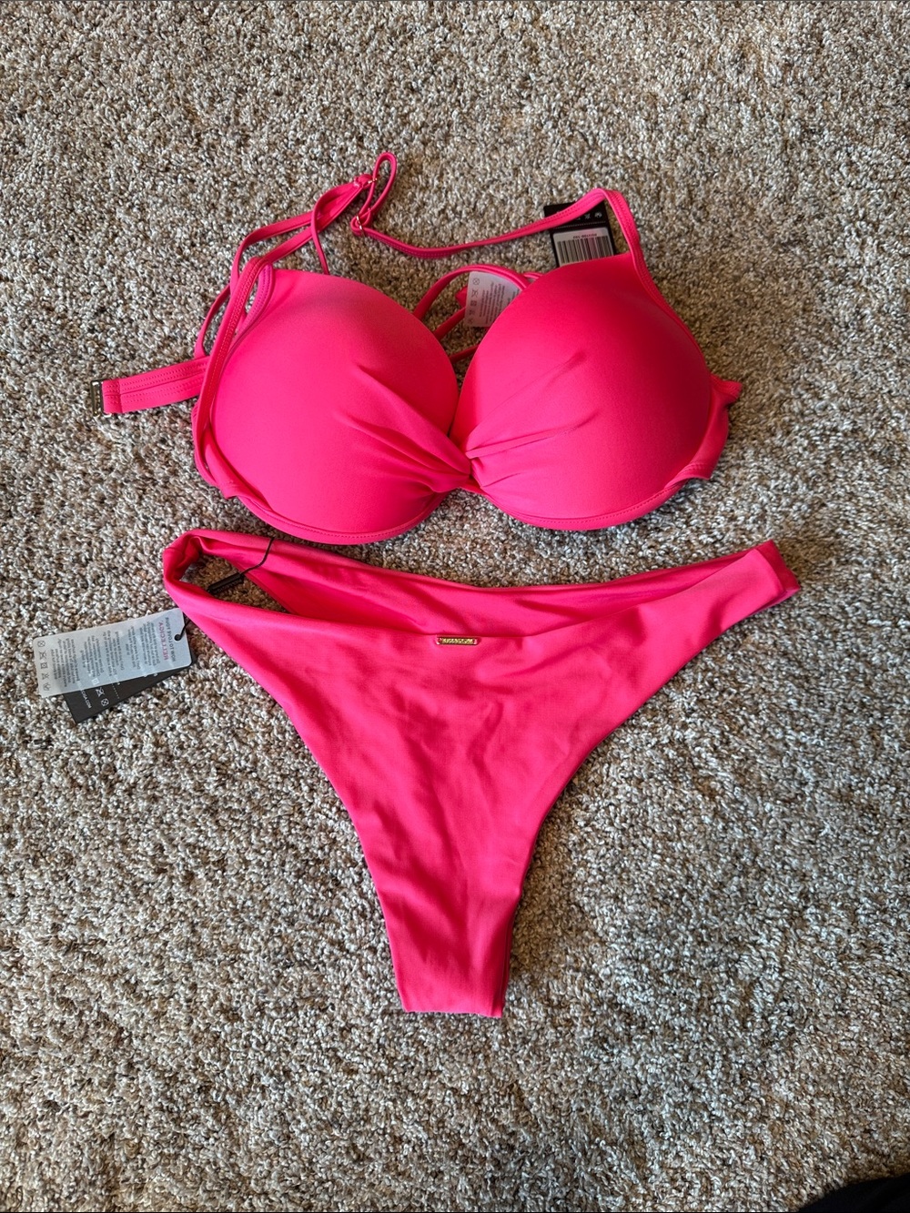 RELLECIGA Hot Pink Padded Push-Up Bikini Set